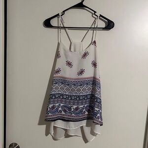 Alice Blue White and Navy Patterned Tank Top